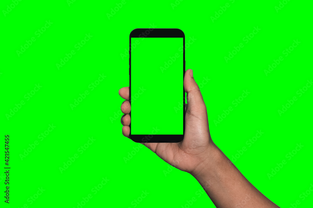 Smartphone frameless mockup. Studio shot of green screen smartphone with blank screen for Infographic Global Business web site design app, Content for technology - include clipping pat. Smartphone frameless mockup. Studio shot of green screen smartphone with blank screen for Infographic Global Business web site design app, Content for technology - include clipping pat.