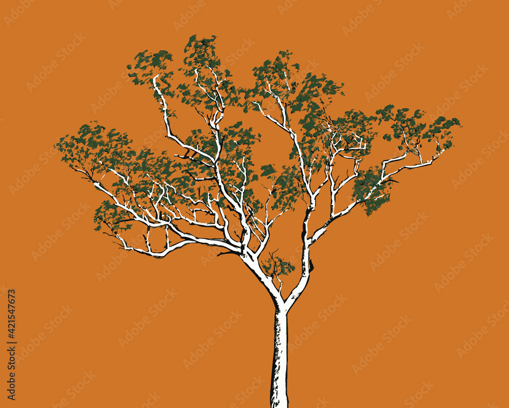An Australian gum tree on a orange background Stock Vector | Adobe Stock
