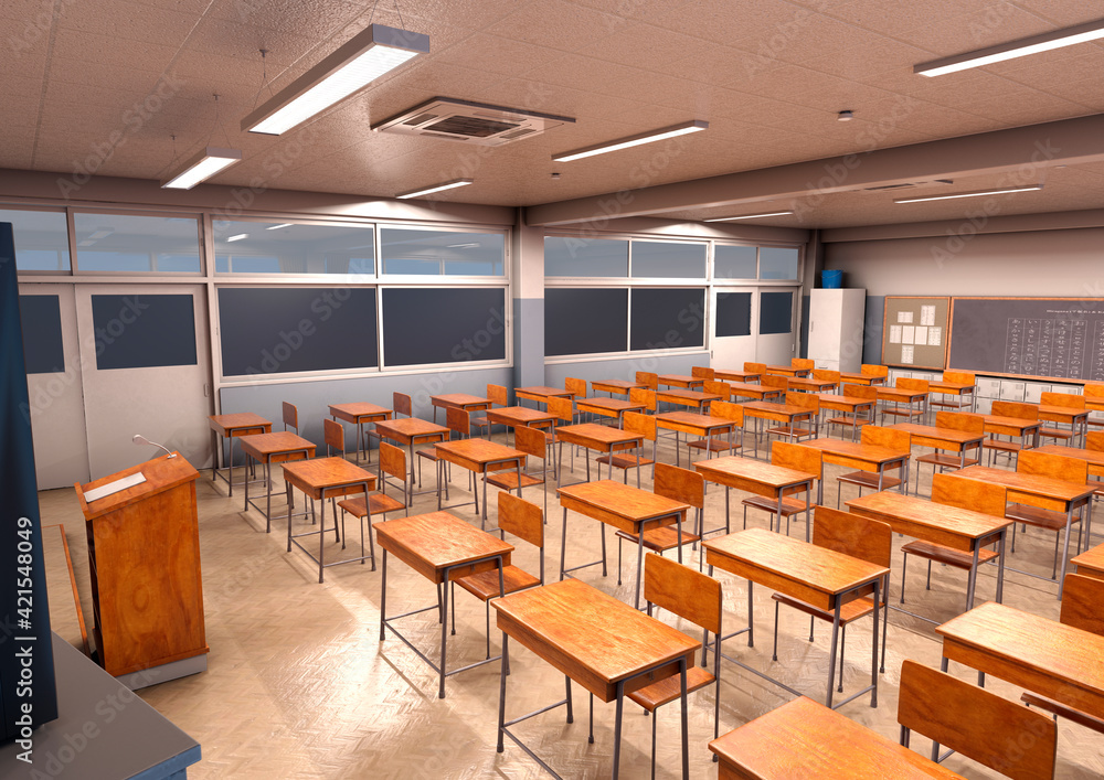 3D Rendering Japanese Classroom