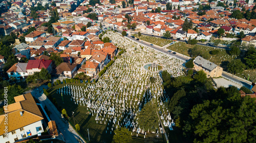 Aerial view of Kovaci Cemetery in Sarajevo city photo