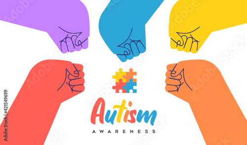 Autism Awareness Day children hand fist bump card