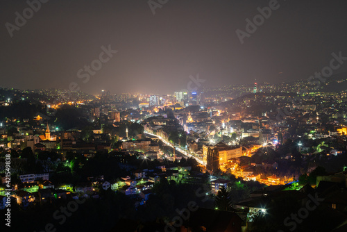 Wallpaper Mural Aerial view of Sarajevo cityscape at night Torontodigital.ca