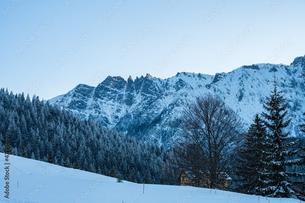 Famous rock formation of Coltii Morarului in Bucegi mountain range near Sinaia, Transylvania, Romania