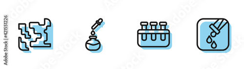 Set line Test tube and flask, Gaseous, and icon. Vector