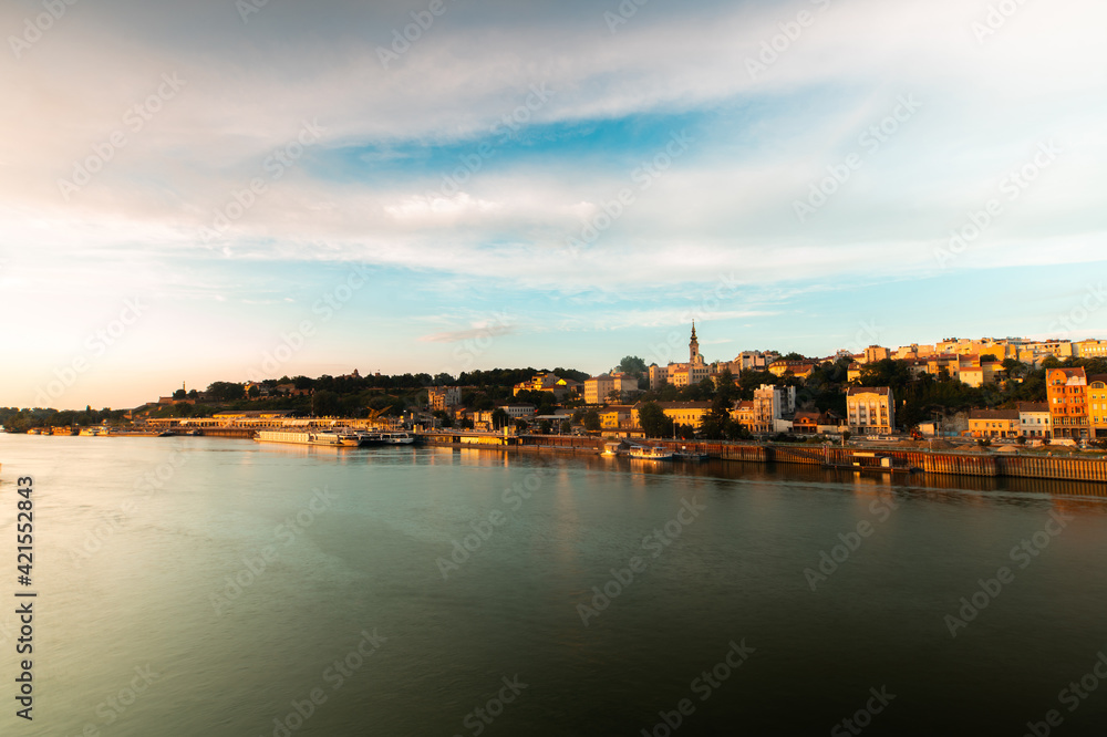 View of Belgrade city by Danube river