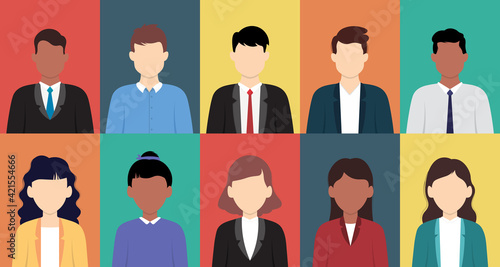 Icon set of business man and business woman vector illustration.