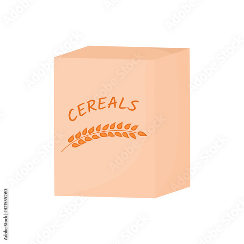 Cereals box on white background. Illustration in cartoon style. Isolated vector object.