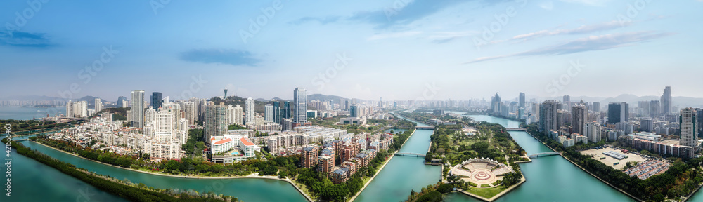 Aerial photography of Xiamen city landscape