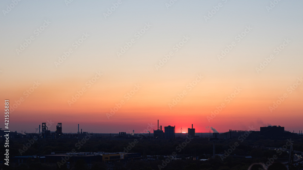 Industrial park duisburg in sunset