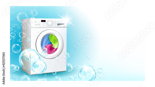 Laundry Service Advertise Promo Banner Vector Illustration