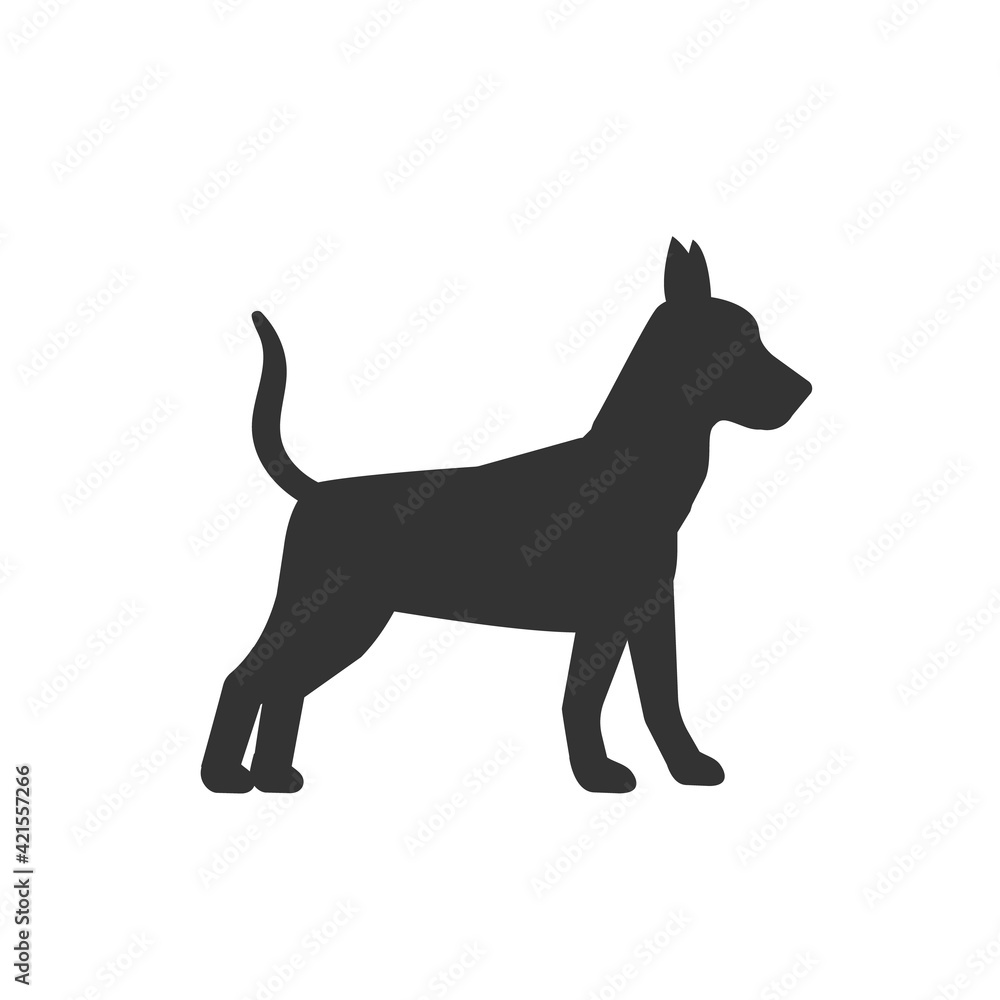 Dog silhouette isolated on white background. Animal concept logo. Vector stock	