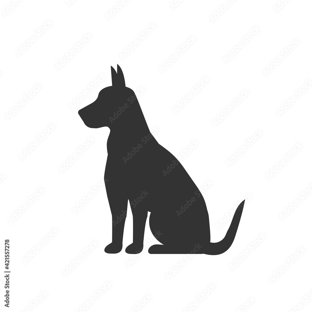 Dog silhouette isolated on white background. Animal concept logo. Vector stock	