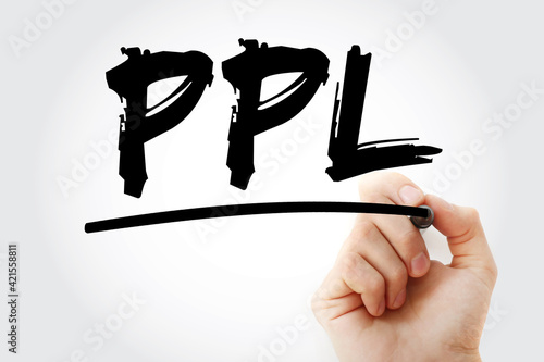 PPL - Pay Per Lead acronym with marker, business concept background