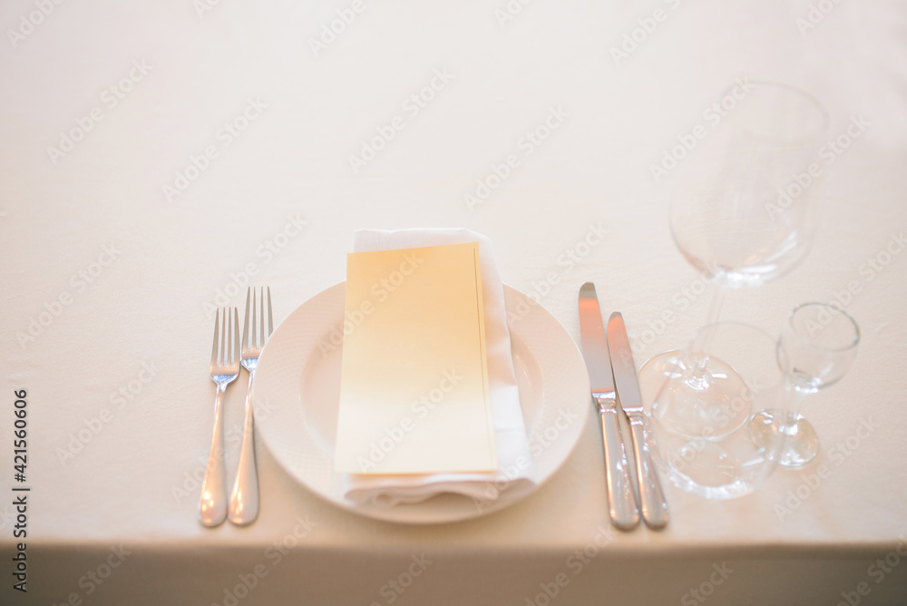 empty plates and glasses at restaurant empty plates and glasses at restaurant