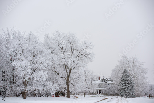 Snow covered country home