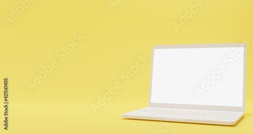 Abstract 3d render, Computer laptop Mockup blank screen, technology devices with empty display, abstract minimal concept, Product Presentation