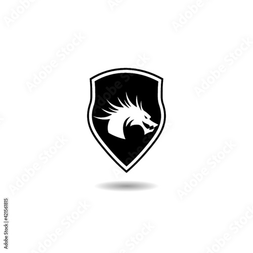 Dragon shield logo with shadow