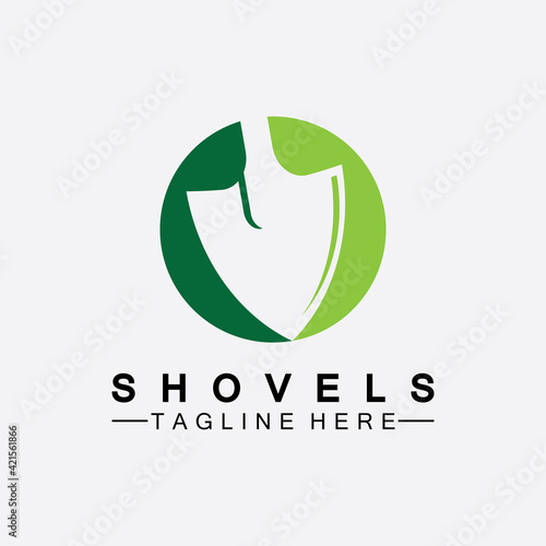 Shovel logo vector icon symbol illustration design.Shovel icon isolated on white background. Gardening tool. Tool for horticulture ,agriculture ,farming. Vector Illustration