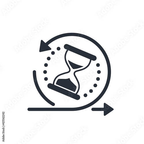 Time and movement. Integration and adaptation process. Vector linear icon illustration isolated on white background.