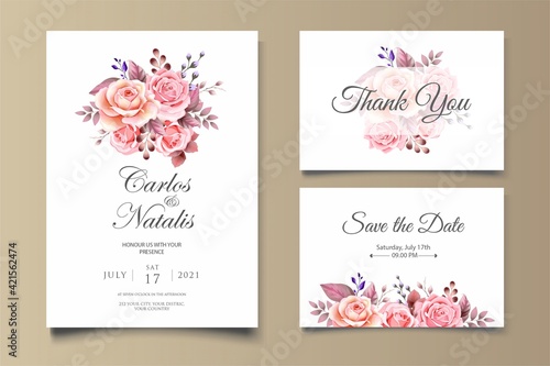 Beautiful floral wedding invitation template
