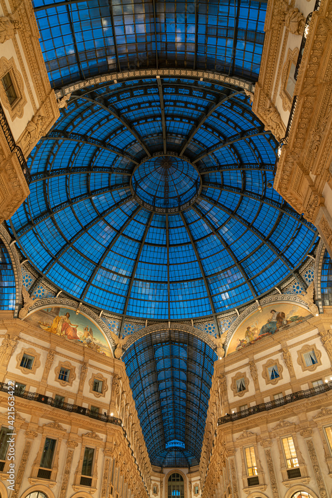 Galleria Vittorio Emanuele II Milan Italy night interior
