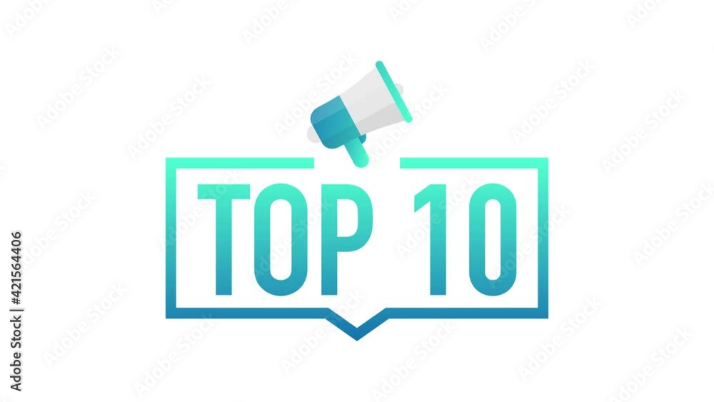 Top 10 - Top Ten colorful label on white background. Motion graphics. Top 10 - Top Ten colorful label on white background. Motion graphics.