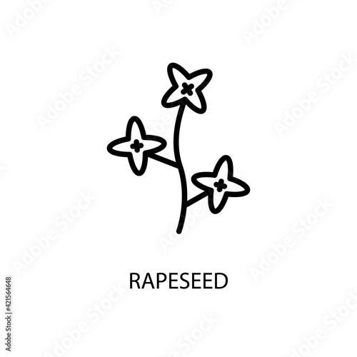 The Rapeseed Plant Line Icon In A Simple Style. Production of mixed feed, biofuel, oil, cosmetics, detergent. Vector sign in a simple style isolated on a white background. 64x64 pixel.