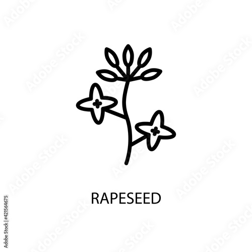 The Rapeseed Plant Line Icon In A Simple Style. Production of mixed feed, biofuel, oil, cosmetics, detergent. Vector sign in a simple style isolated on a white background. 64x64 pixel.
