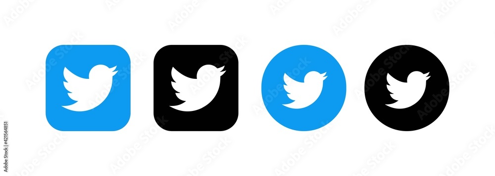 Set of Twitter icons. Social media icons. Realistic Twitter set. UI UX