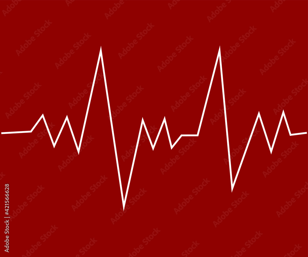 Medical ECG or EKG pulse electrocardiogram. Vector red line heart seamless beat cardiogram chart repeated on white background. Healthcare digital medical concept life rhythm frequency.