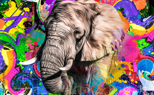 Sticker elephant in the zoo