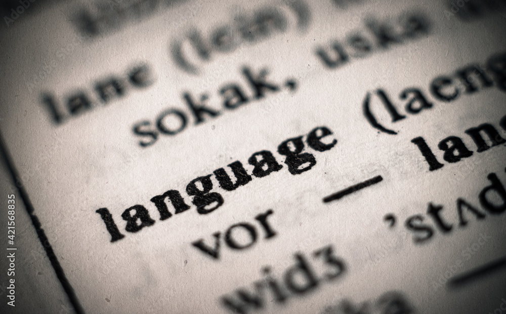 Word Language from the old English dictionary. Close up, shallow depth of field, selective focus. Word Language from the old English dictionary. Close up, shallow depth of field, selective focus.