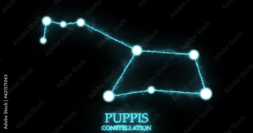 Puppis constellation. Light rays, laser light shining blue color. Stars in the night sky. Cluster of stars and galaxies. Horizontal composition, 4k video quality Puppis constellation. Light rays, laser light shining blue color. Stars in the night sky. Cluster of stars and galaxies. Horizontal composition, 4k video quality