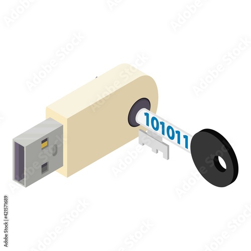 Data security icon. Isometric illustration of data security vector icon for web