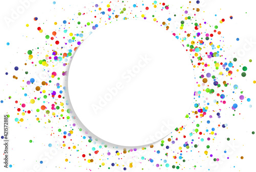 Circular frame with confetti border and copy space for your text, vector background