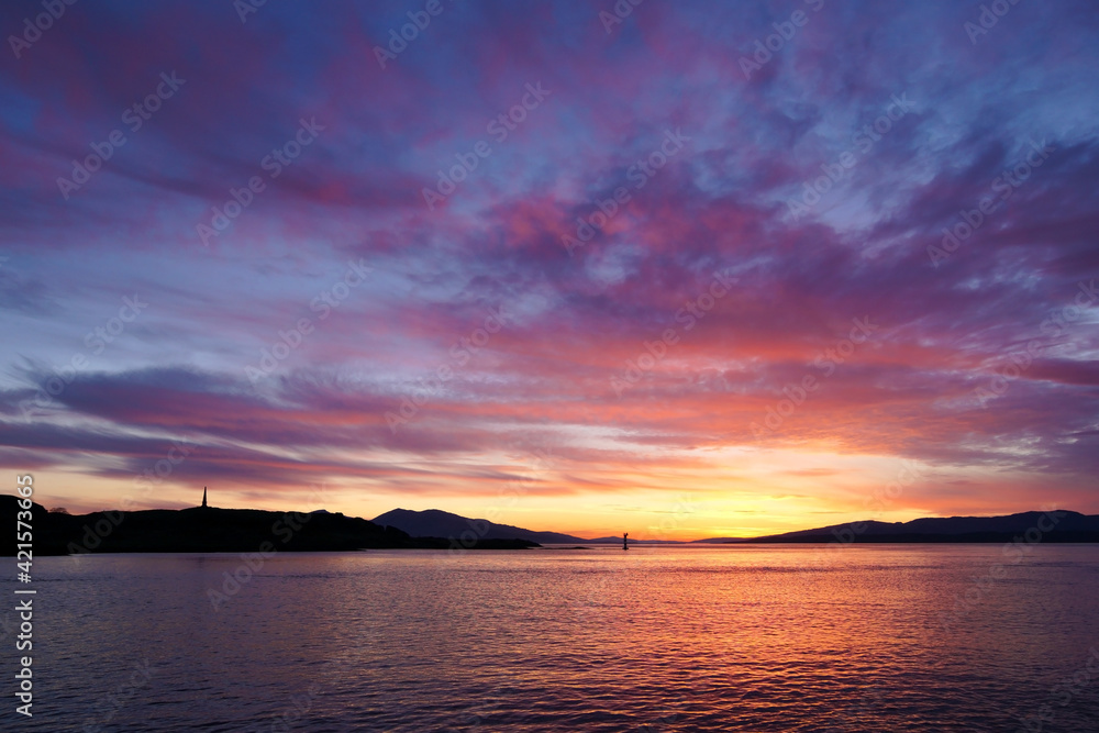 Sunset at Oban Harbour in the Scottish highlands