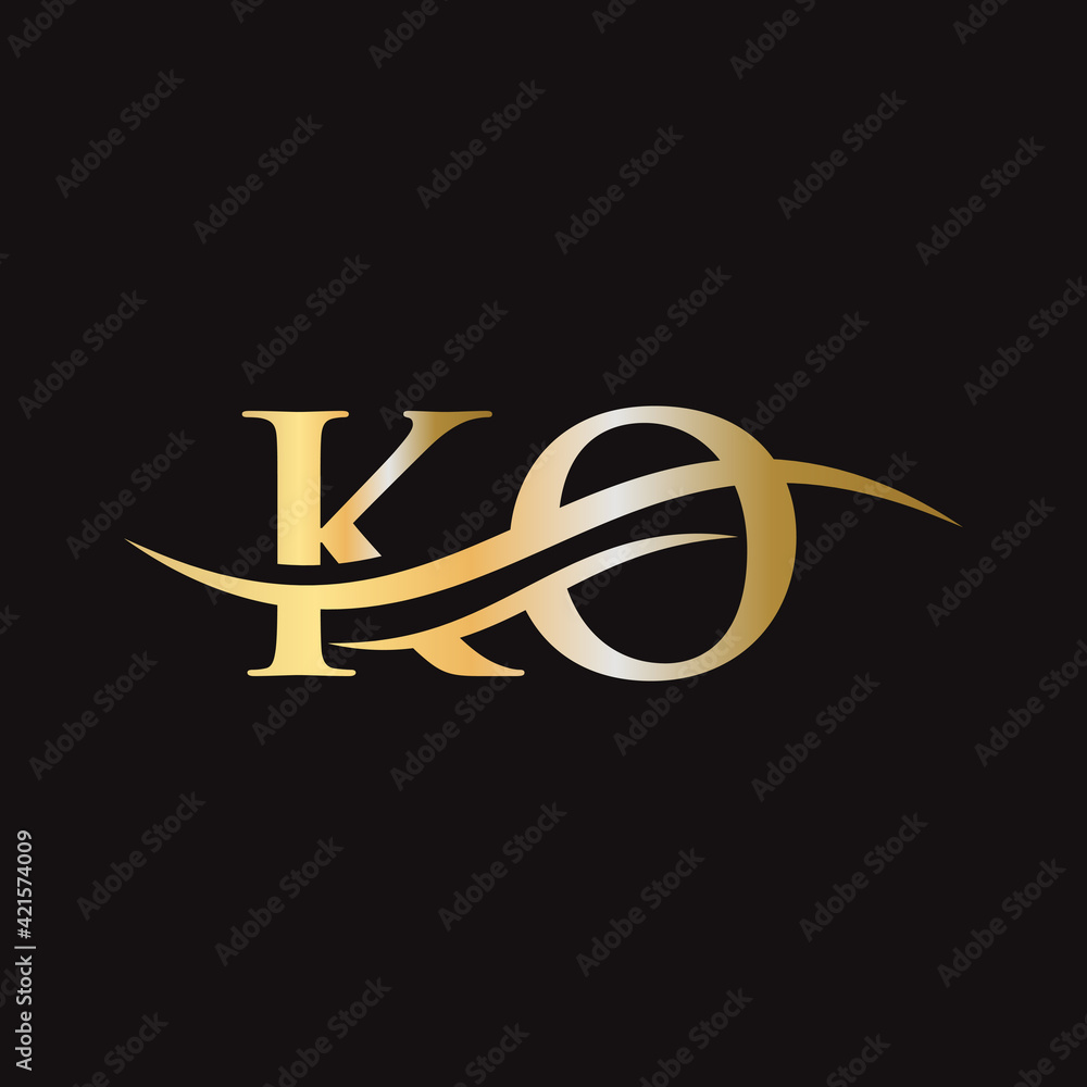 Initial KO letter linked logo vector template. Swoosh letter KO logo ...