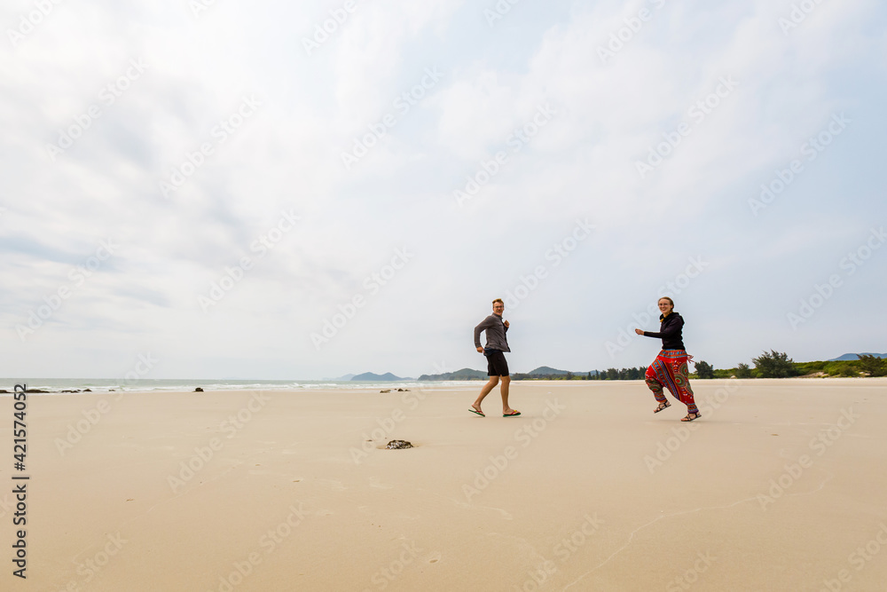 Tourists Quan Lan island Halong Vietnam