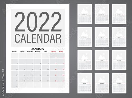2022 vector calendar