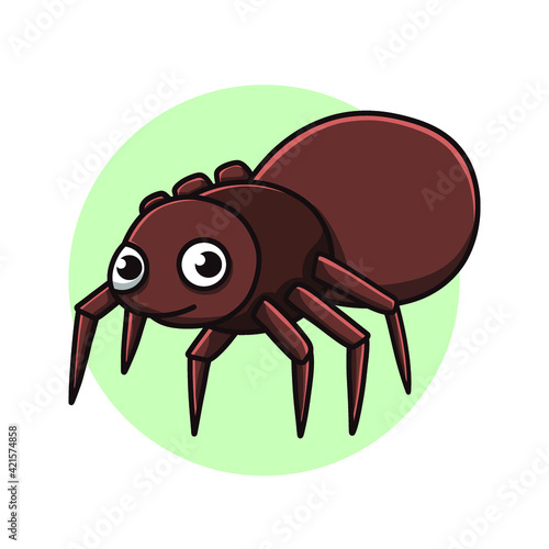 Spider Icon Kids Drawing Cartoon. Insect Mascot Vector Illustration. Zoo Animal Cute Character