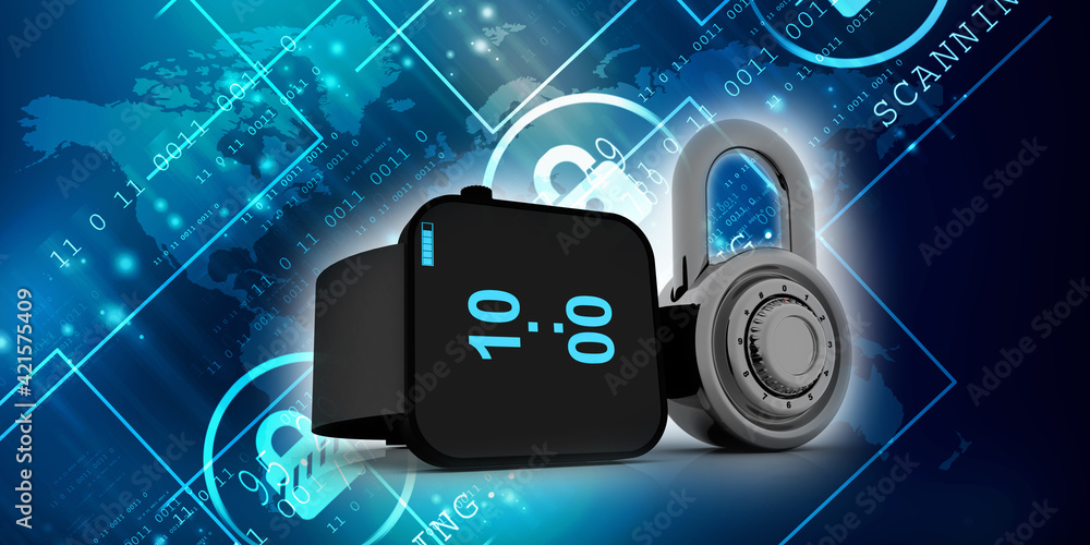 3d rendering fitness bracelet smart watch protection lock