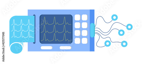 Portable electrocardiogram medical device machine icon. EKG monitor emergency.