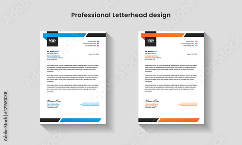 professional modern creative abstract clean colorful letterhead design template