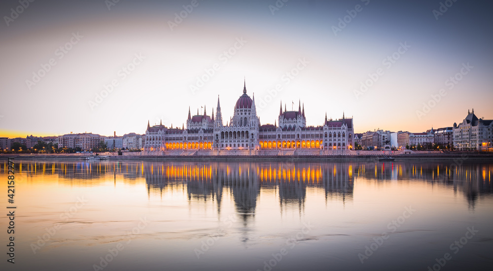 Parliament in Budapest at sunrise, Hungary