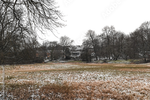 landscape with snow Hinüberscher Garten Marienwerder Hanover photo