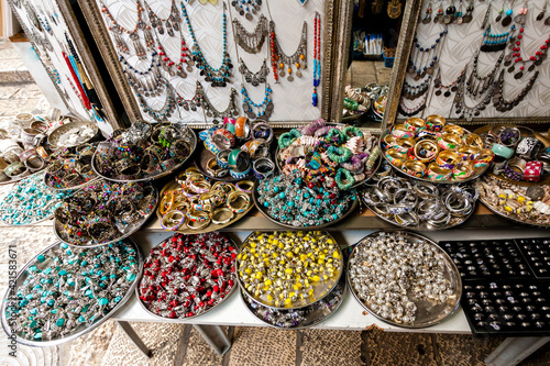 Some souvenirs and handmade decorations on the street market in Tel Aviv, Israel