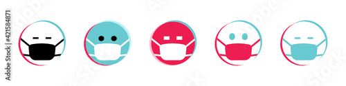  facial mask in face icon stock vector illustration set