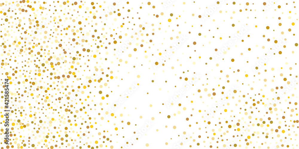 Golden  point confetti on a white background. Luxury festive background. Decorative element. Element of design. Vector illustration, EPS 10.