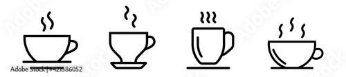 Set of cofee cup in line style, coffee logo icons