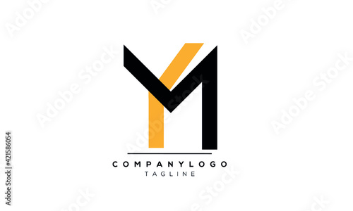 Abstract Letter Initial YM MY Vector Logo Design Template